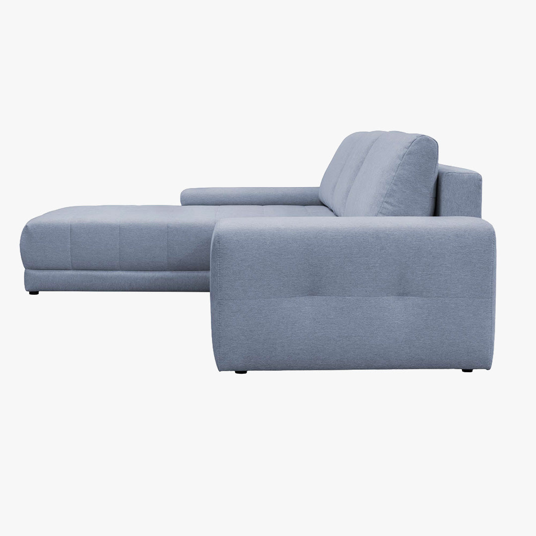 OLIVIA Canapé d'angle convertible avec coffre tissu gris - Configuration fixe - Canapé d'angle convertible - Mobilier Deco