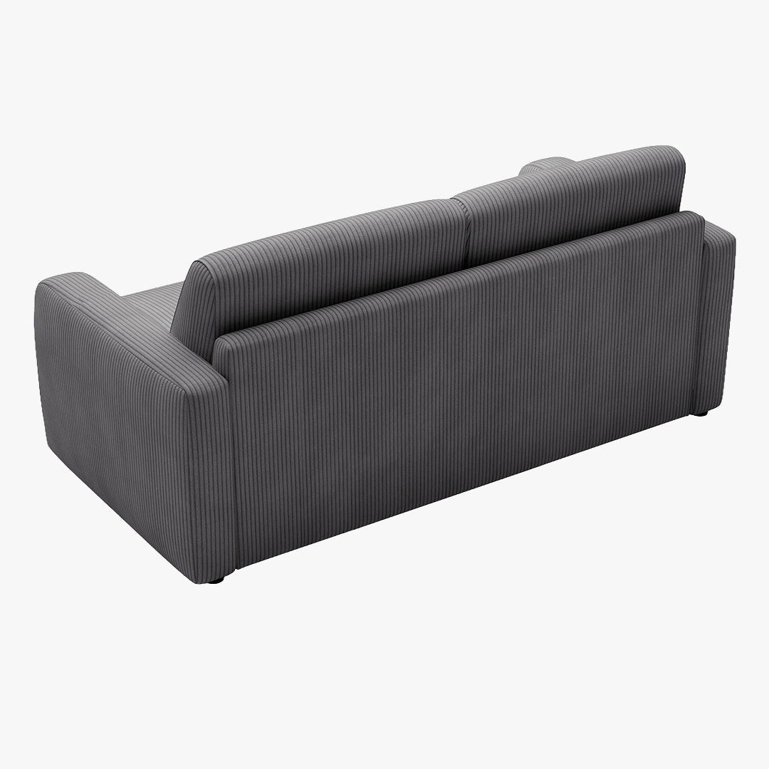 OLIVIER Canapé 3 places convertible en velours côtelé anthracite matelas Memory 14 cm - Canapés convertibles - Mobilier Deco