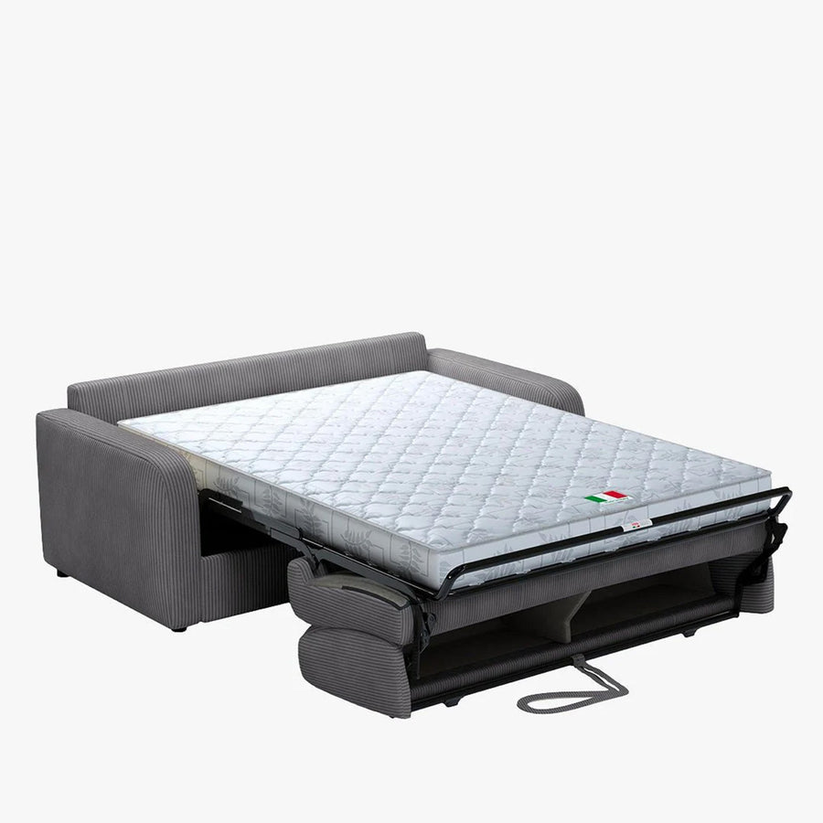 OLIVIER Canapé 3 places convertible en velours côtelé anthracite matelas Memory 14 cm — aperçu vidéo