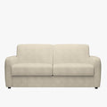 OLIVIER Canapé 3 places convertible en velours côtelé beige matelas Memory 14 cm