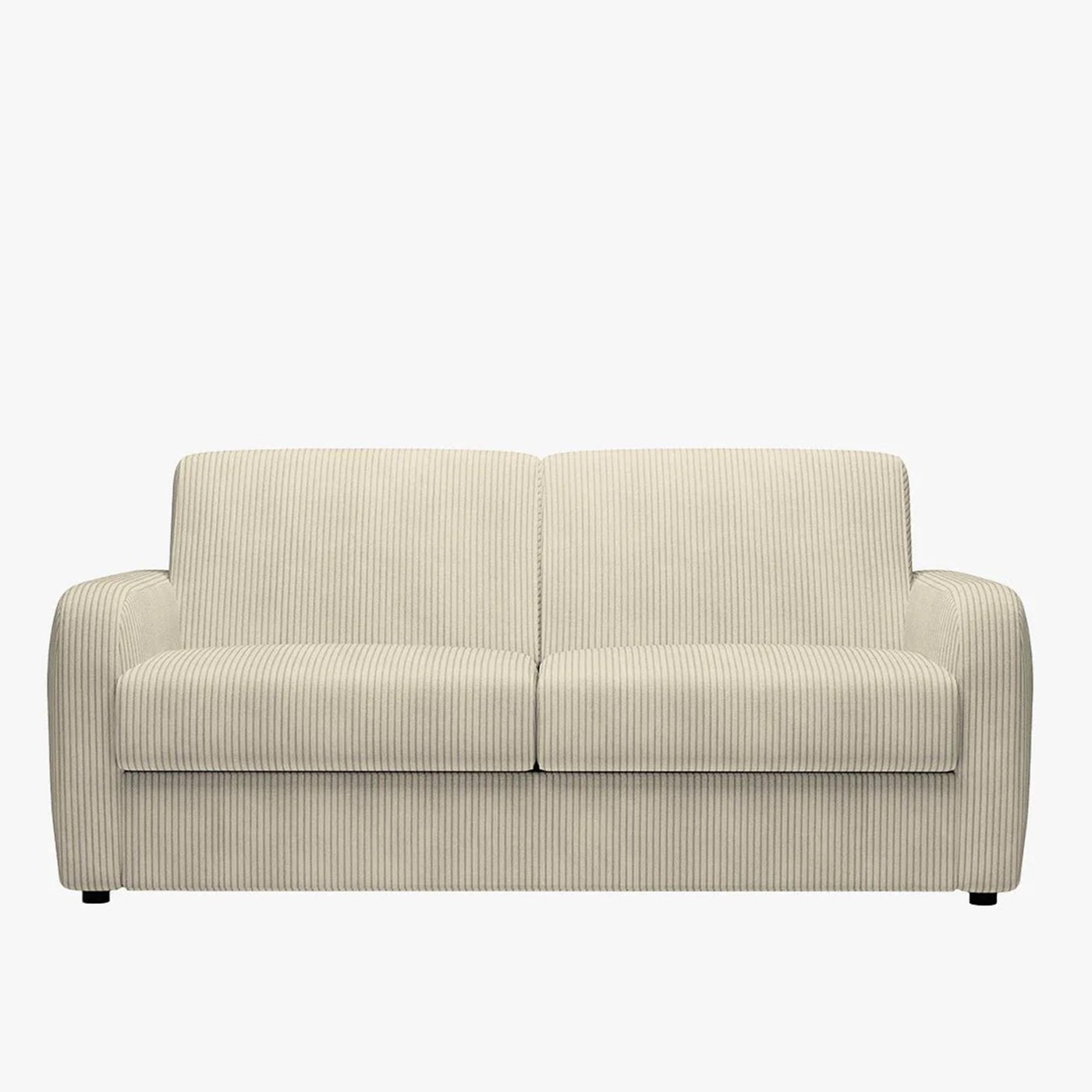 OLIVIER Canapé 3 places convertible en velours côtelé beige matelas Memory 14 cm - Canapés convertibles - Mobilier Deco