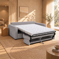 OLIVIER Canapé 3 places convertible en velours côtelé gris matelas Memory 14 cm