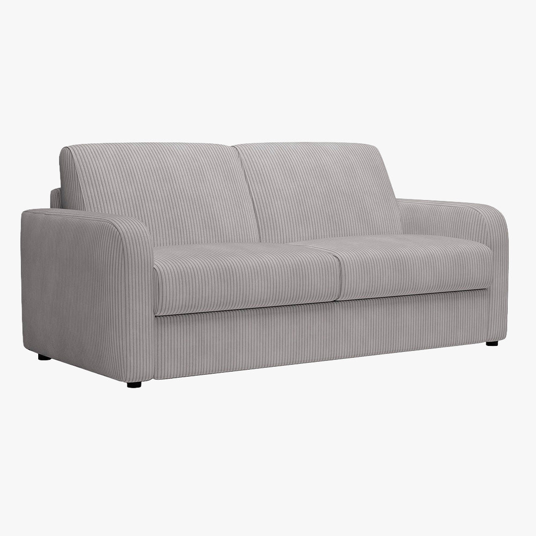 OLIVIER Canapé 3 places convertible en velours côtelé gris matelas Memory 14 cm - Canapés convertibles - Mobilier Deco