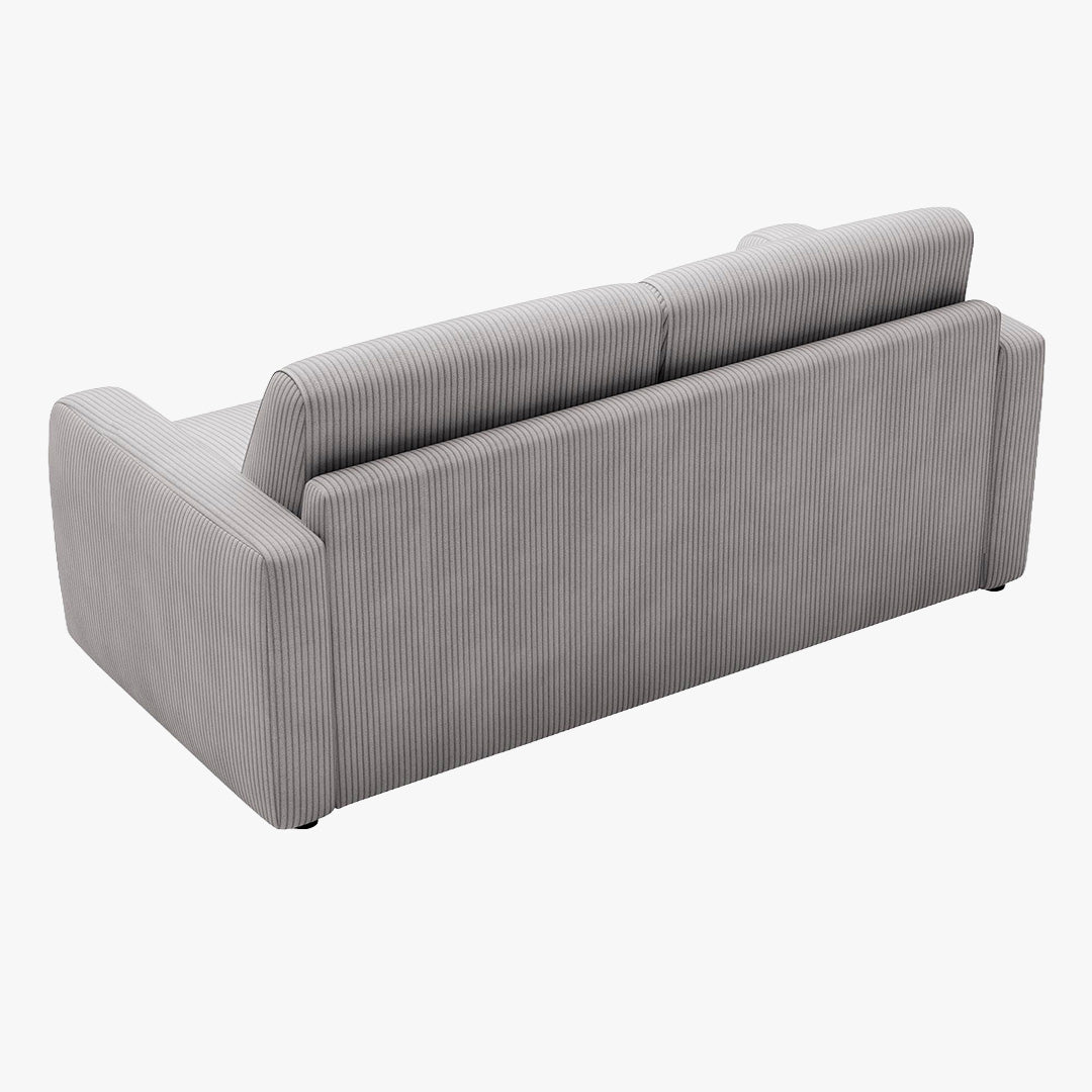 OLIVIER Canapé 3 places convertible en velours côtelé gris matelas Memory 14 cm - Canapés convertibles - Mobilier Deco