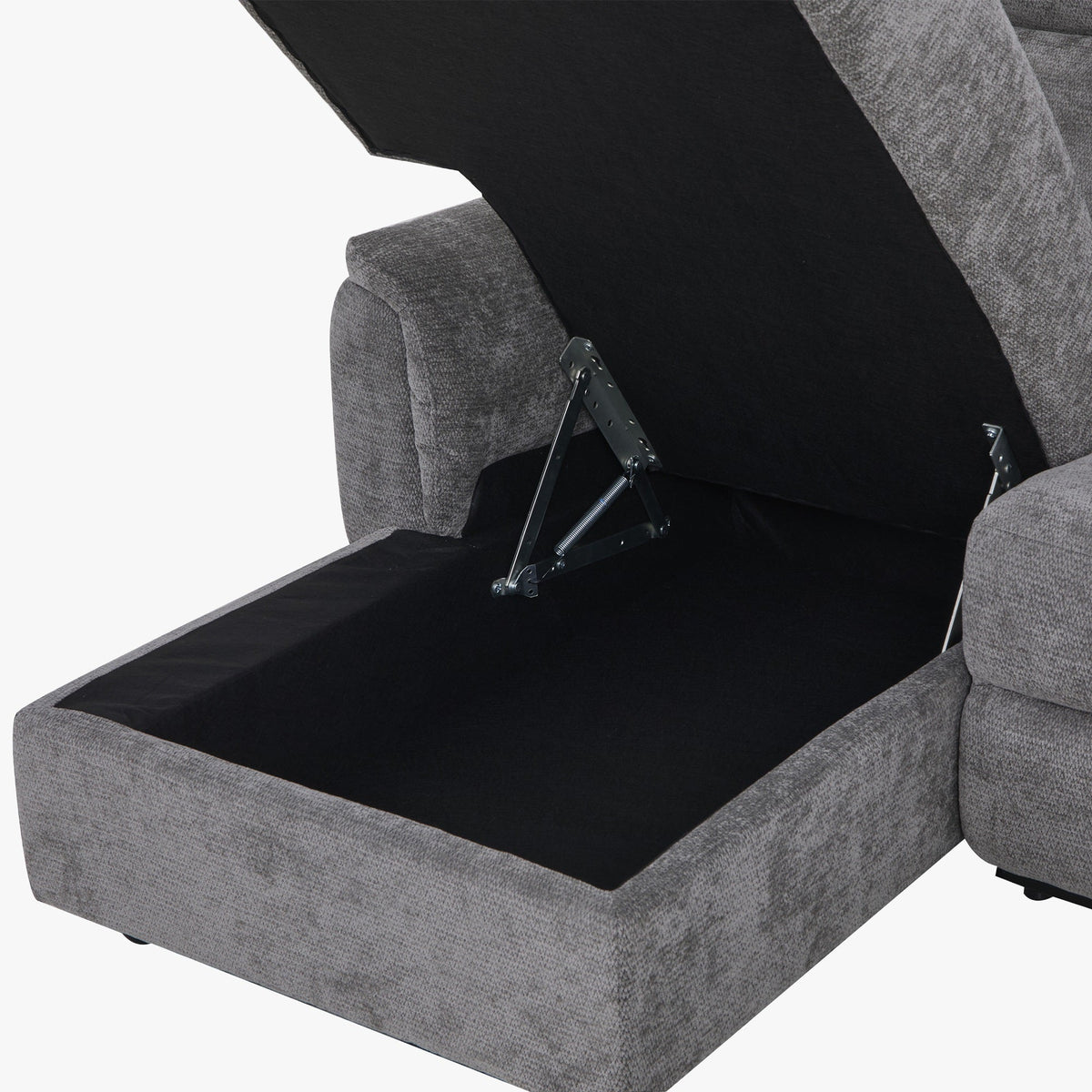 ORION Canapé d'angle convertible avec coffre en tissu relax électrique gris - Angle gauche - Canapé relax - Mobilier Deco