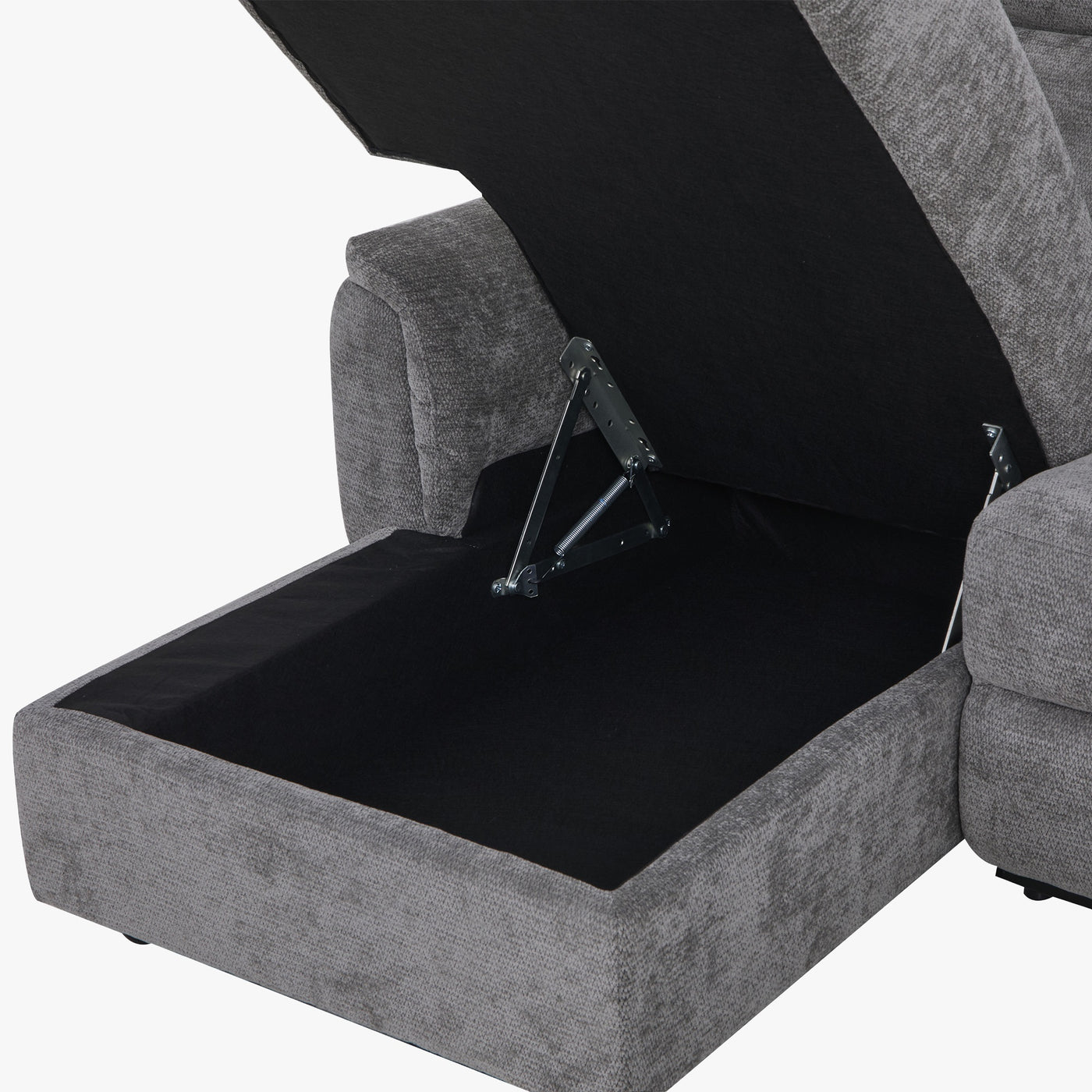 ORION Canapé d'angle convertible avec coffre en tissu relax électrique gris - Angle gauche