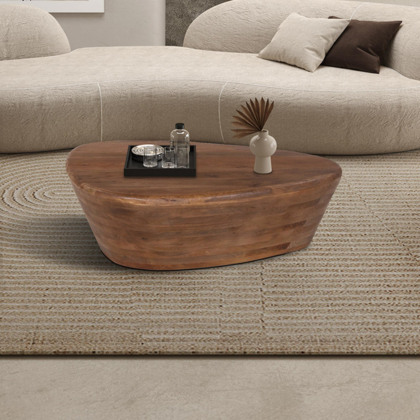 ORYA Table basse ovale en bois de manguier massif - Table basse - Mobilier Deco