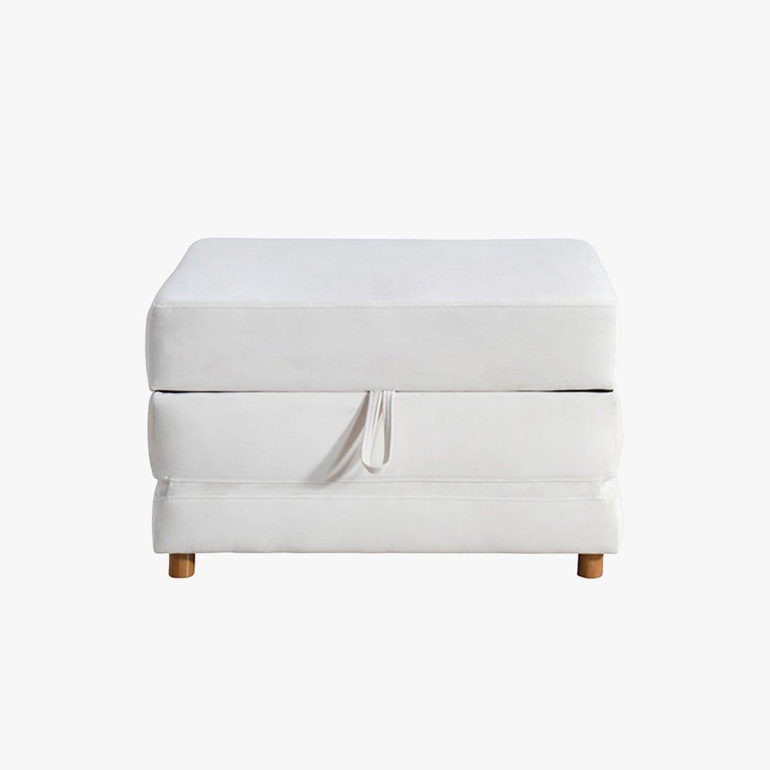 PAULA Banquette carrée convertible en tissu blanc écru - Banquettes - Mobilier Deco