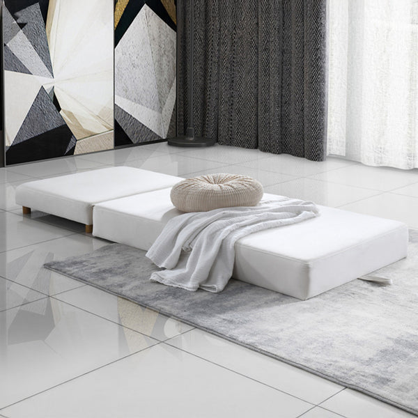 PAULA Banquette carrée convertible en tissu blanc écru