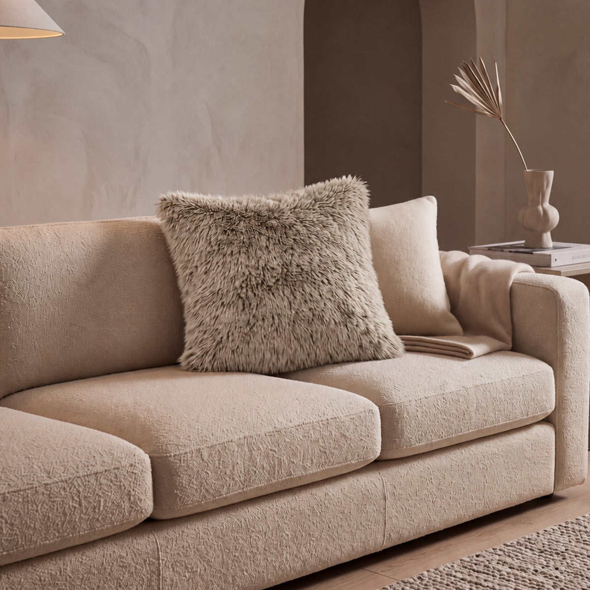 PERLA Coussin carré en tissu beige 42x42 cm - Coussins - Mobilier Deco