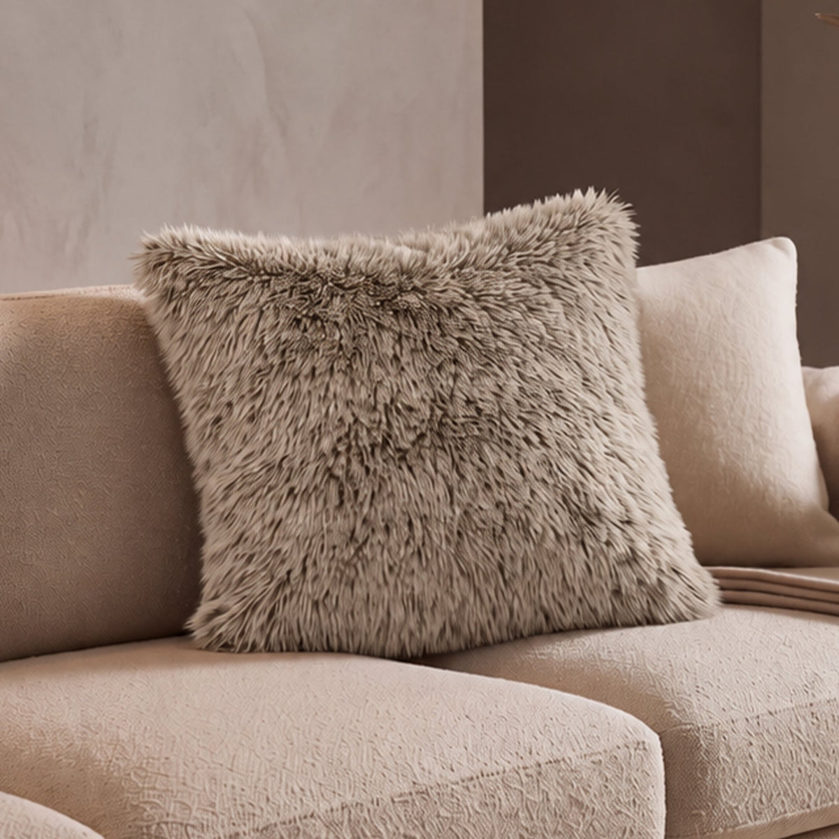 PERLA Coussin carré en tissu beige 42x42 cm - Coussins - Mobilier Deco