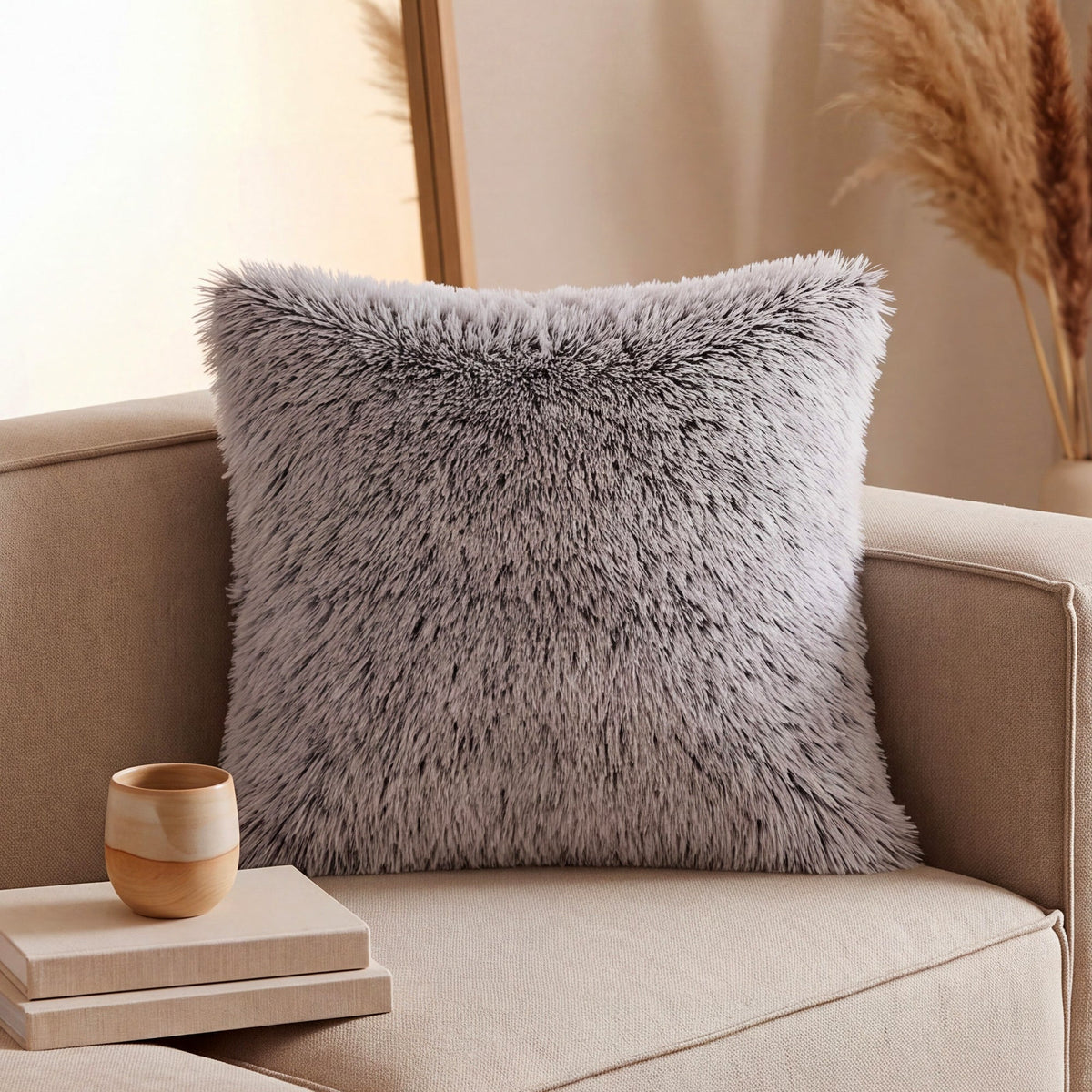 PERLA Coussin carré en tissu gris 42x42 cm - Coussins - Mobilier Deco