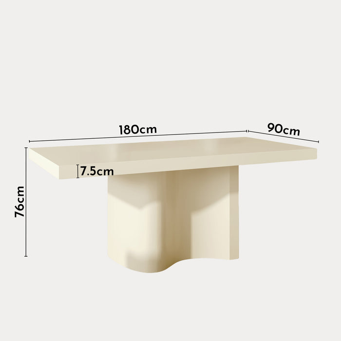 PEYRA Table à manger en marbre d'ingénierie beige