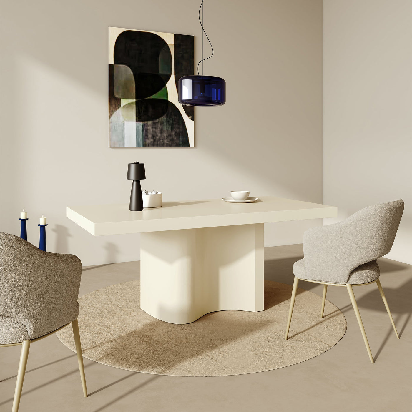 PEYRA Table à manger en marbre d'ingénierie beige - Table à manger - Mobilier Deco