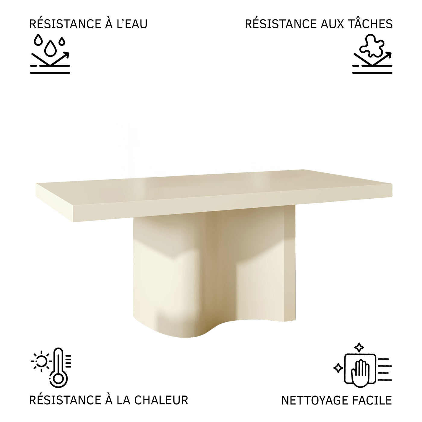 PEYRA Table à manger en marbre d'ingénierie beige - Table à manger - Mobilier Deco