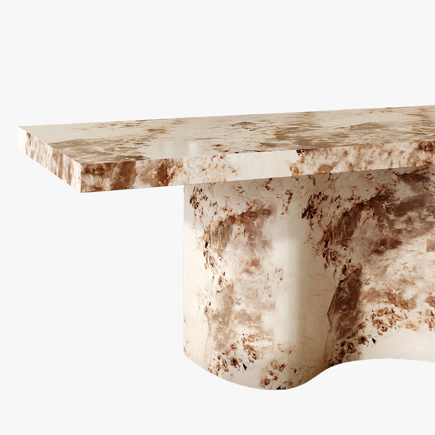 PEYRA Table à manger en marbre d'ingénierie beige et marron - Table à manger - Mobilier Deco
