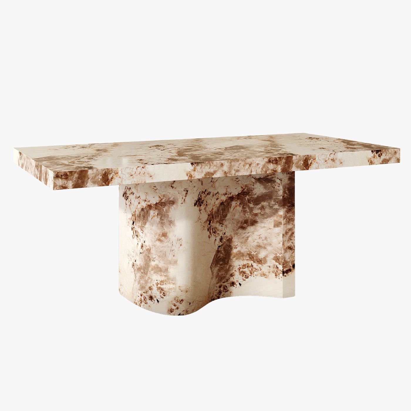 PEYRA Table à manger en marbre d'ingénierie beige et marron - Table à manger - Mobilier Deco