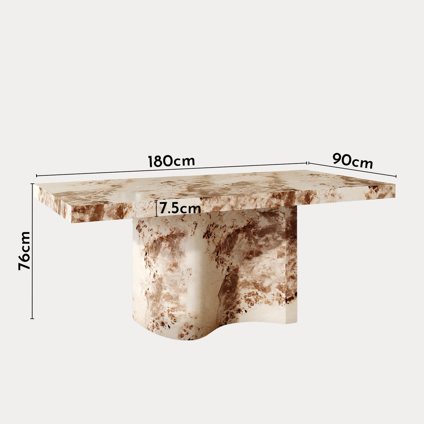 PEYRA Table à manger en marbre d'ingénierie beige et marron - Table à manger - Mobilier Deco