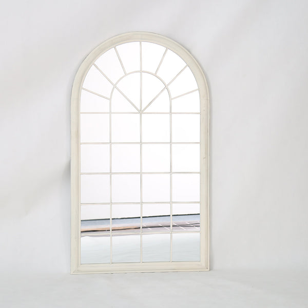 POLO Miroir mural arche en fer couleur bois 131x75 cm