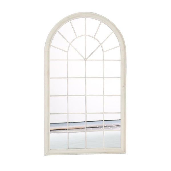 POLO Miroir mural arche en fer couleur bois 131x75 cm