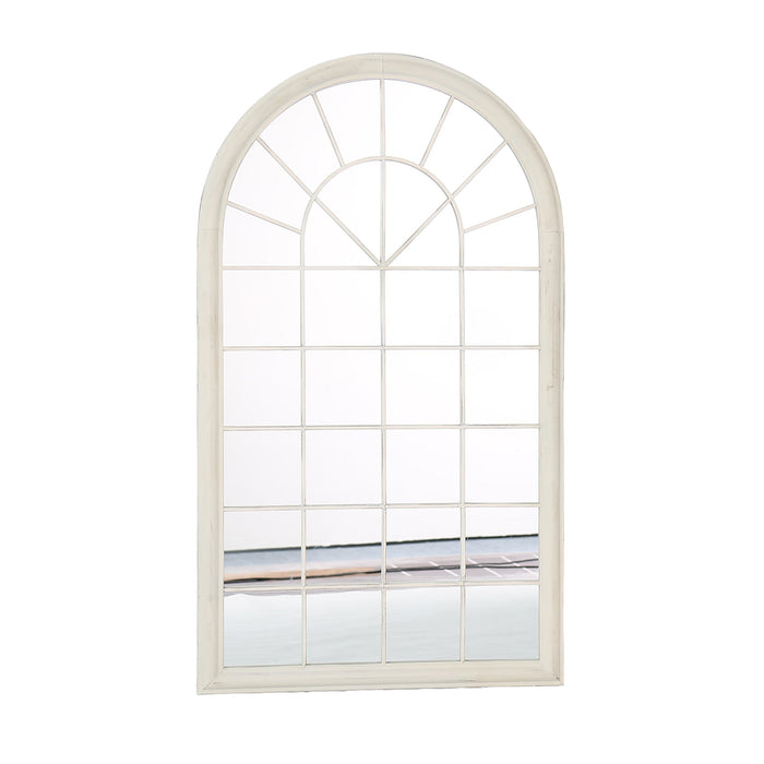 POLO Miroir mural arche en fer couleur bois 131x75 cm