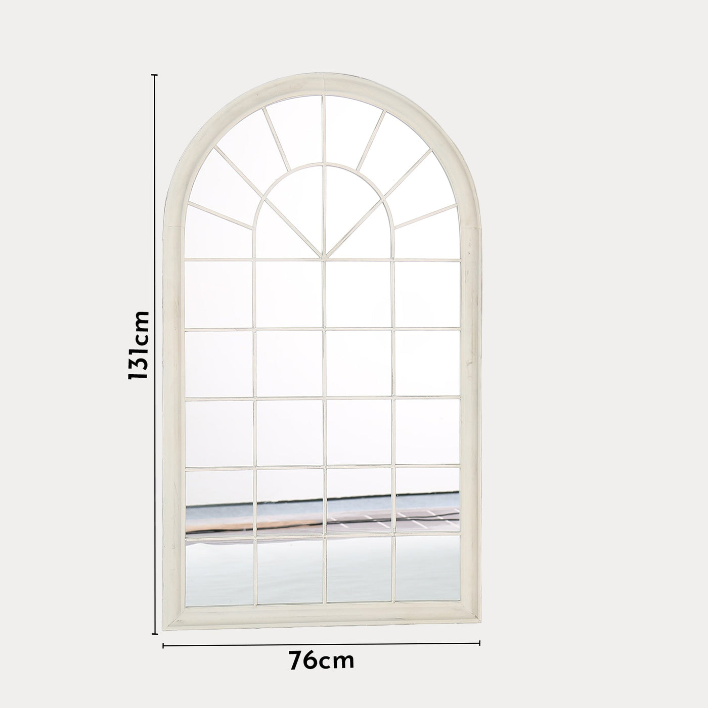 POLO Miroir mural arche en fer couleur bois 131x75 cm - Miroirs - Mobilier Deco