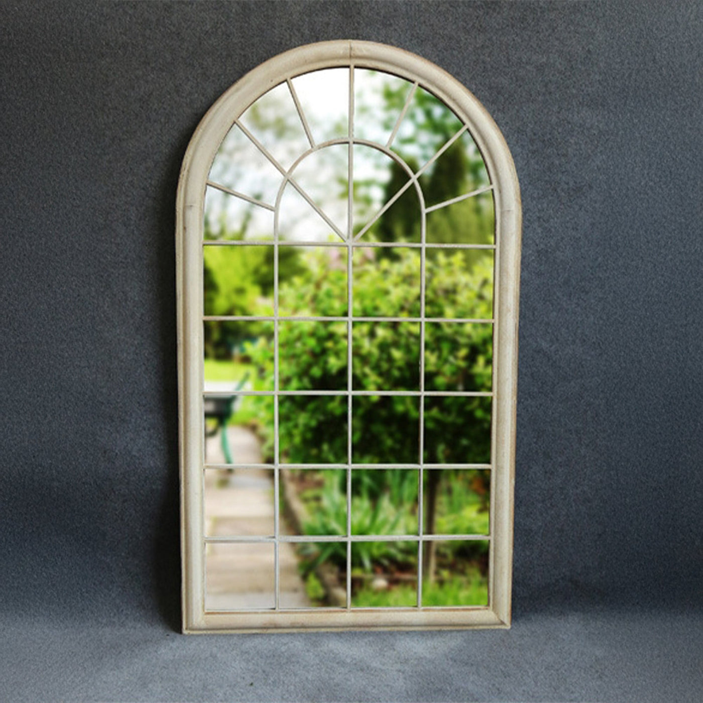 POLO Miroir mural arche en fer couleur bois 131x75 cm - Miroirs - Mobilier Deco