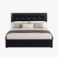 PORTO Lit double en simili cuir noir avec coffre 160x200 cm