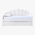 QUEEN Lit gigogne en tissu bouclette blanc écru 90x190 cm