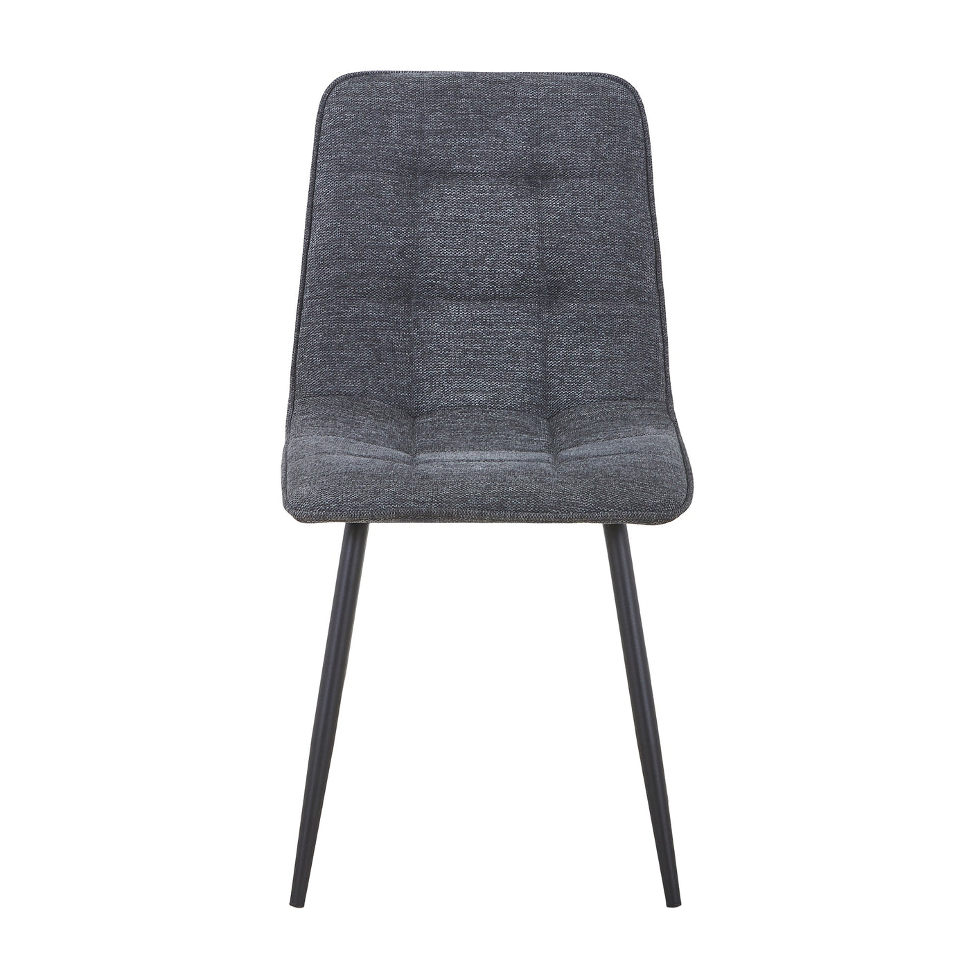 RANA Lot de 4 chaises en tissu gris foncé pieds en métal noir - Chaise de repas - Mobilier Deco