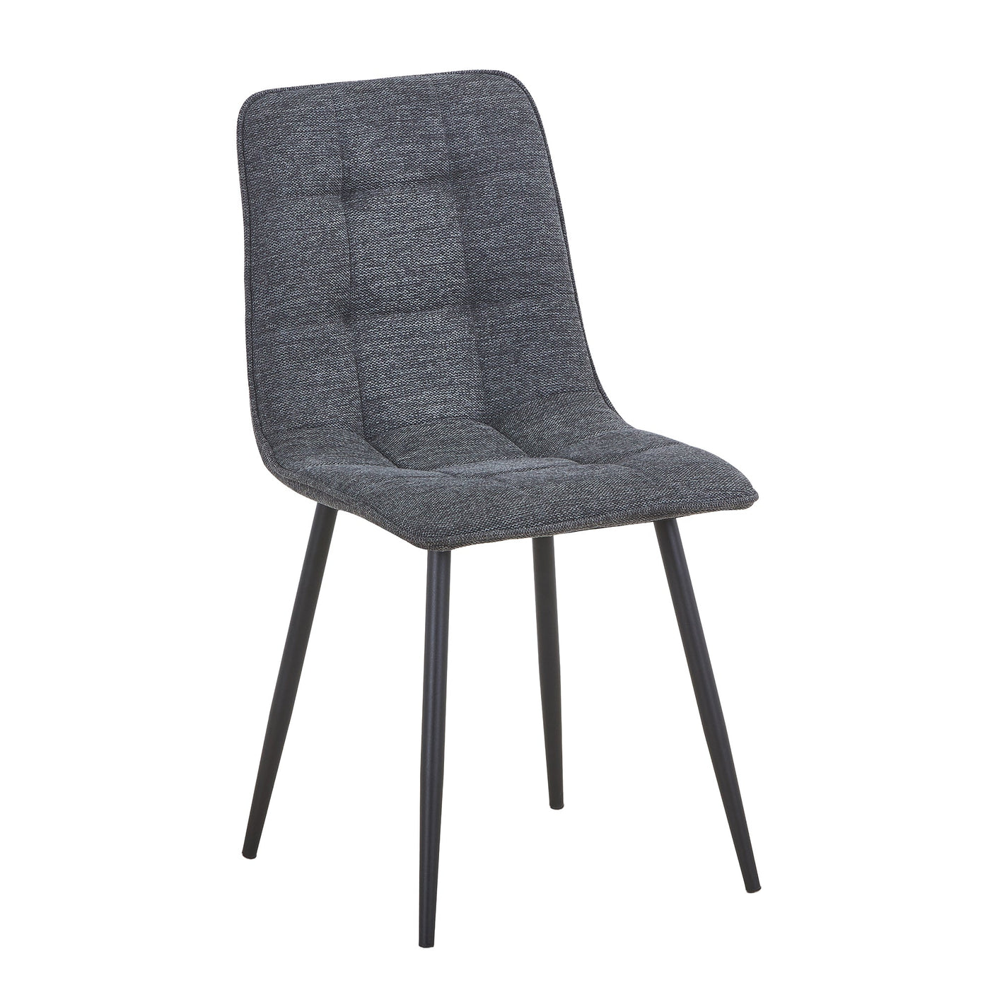RANA Lot de 4 chaises en tissu gris foncé pieds en métal noir - Chaise de repas - Mobilier Deco
