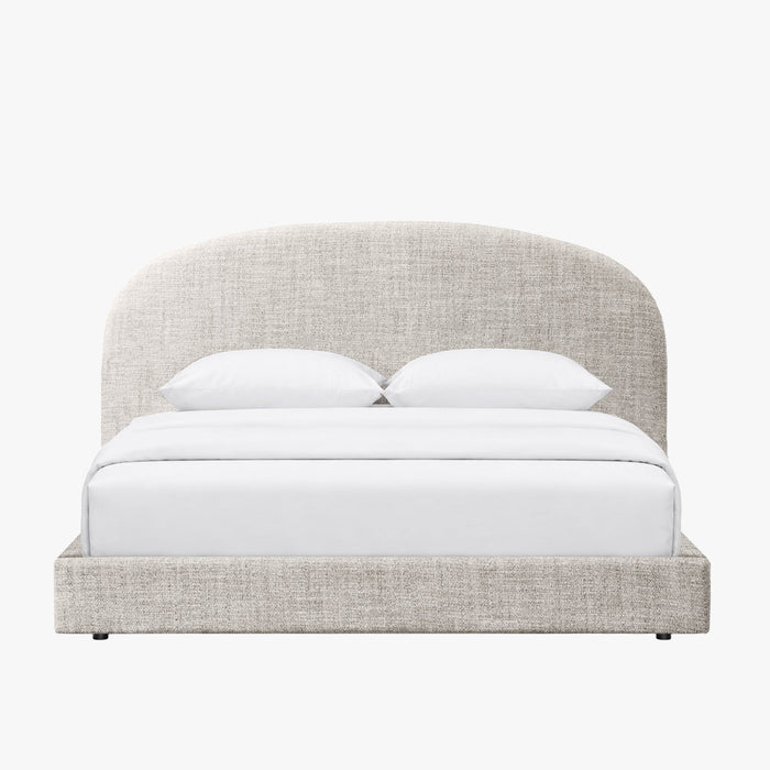 RANIA Lit double en tissu beige 140x190 cm