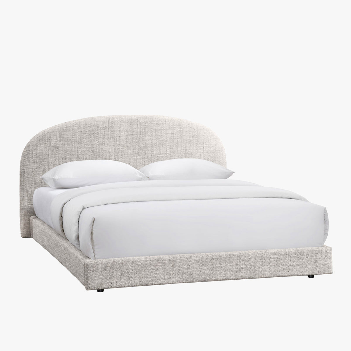 RANIA Lit double en tissu beige 140x190 cm - Lits - Mobilier Deco
