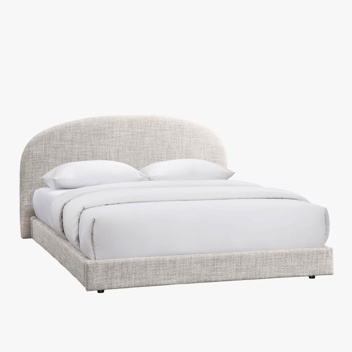 RANIA Lit double en tissu beige 140x190 cm
