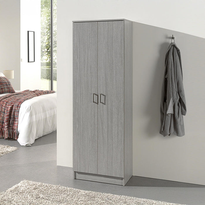 RAY Armoire 2 portes 4 étagères couleur chêne gris