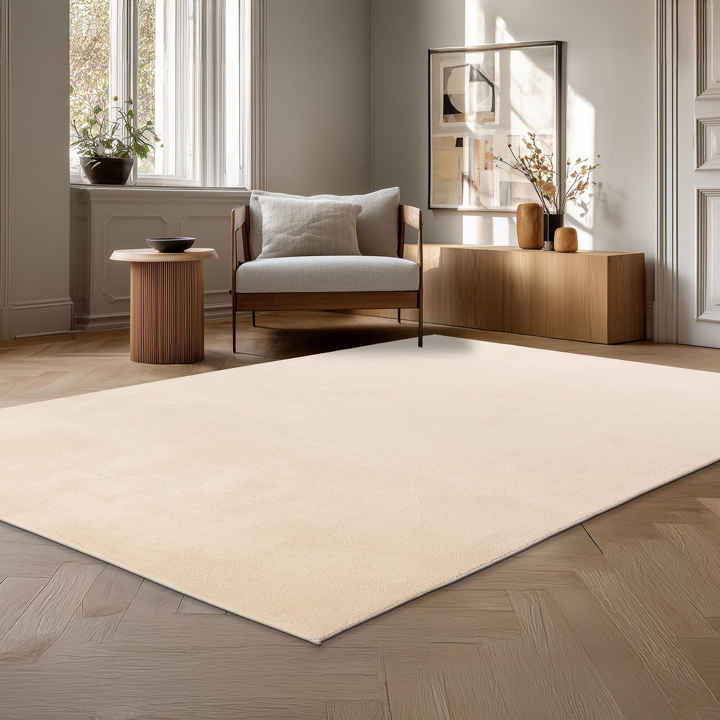 RELAX Tapis en tissu doux beige - 80x140 cm - Tapis - Mobilier Deco