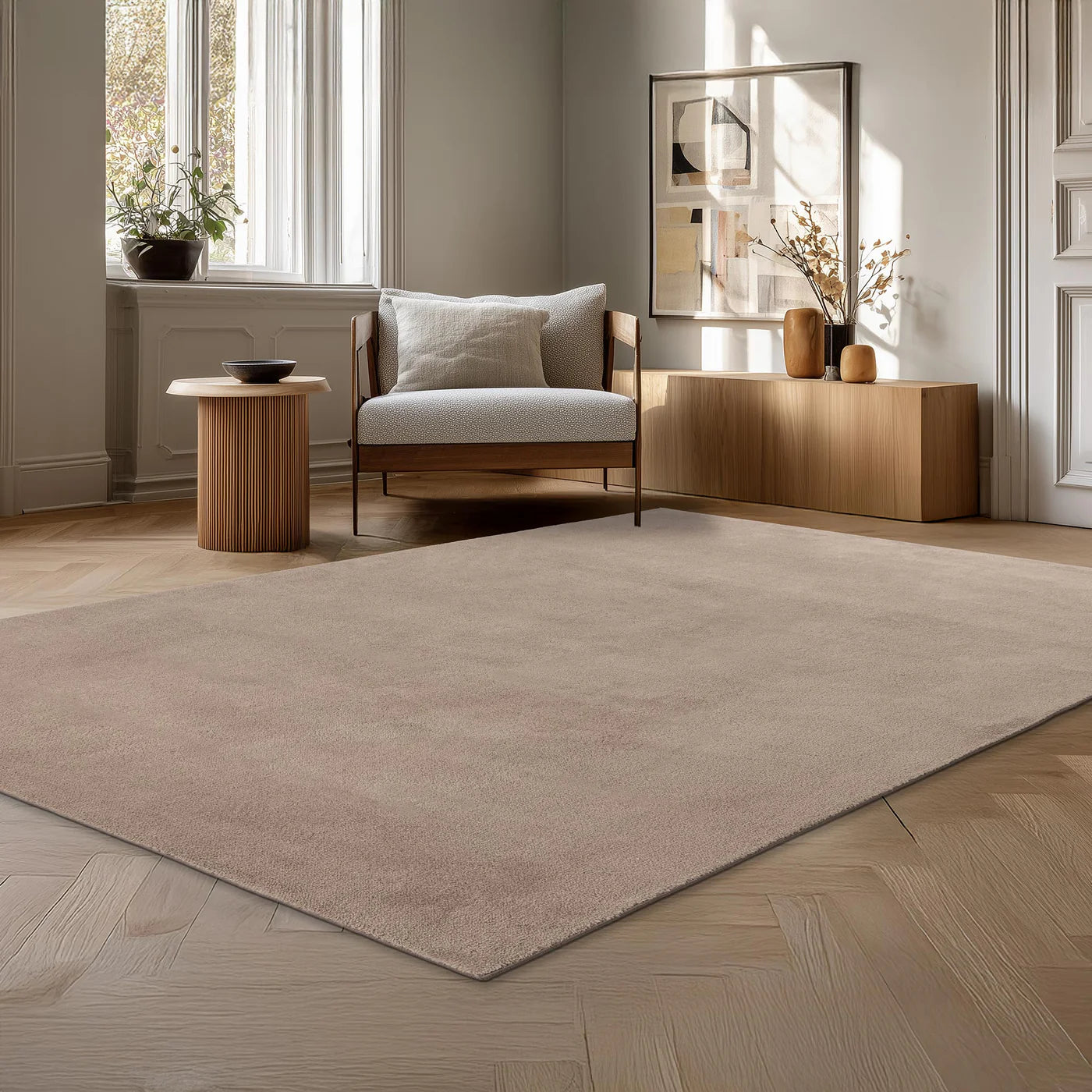 RELAX - Tapis en tissu doux beige & taupe