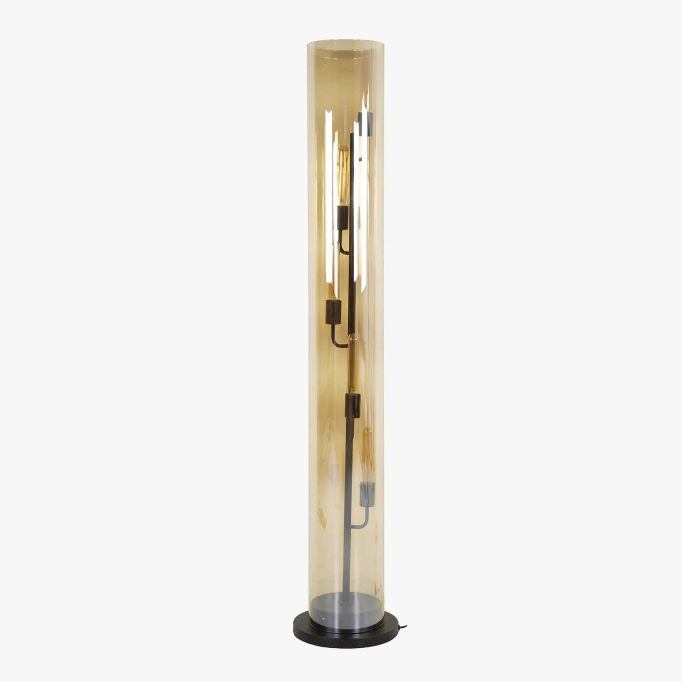 RENA Lampadaire en tube 5 lumières en verre et métal noir 27x150 cm - Luminaires - Mobilier Deco