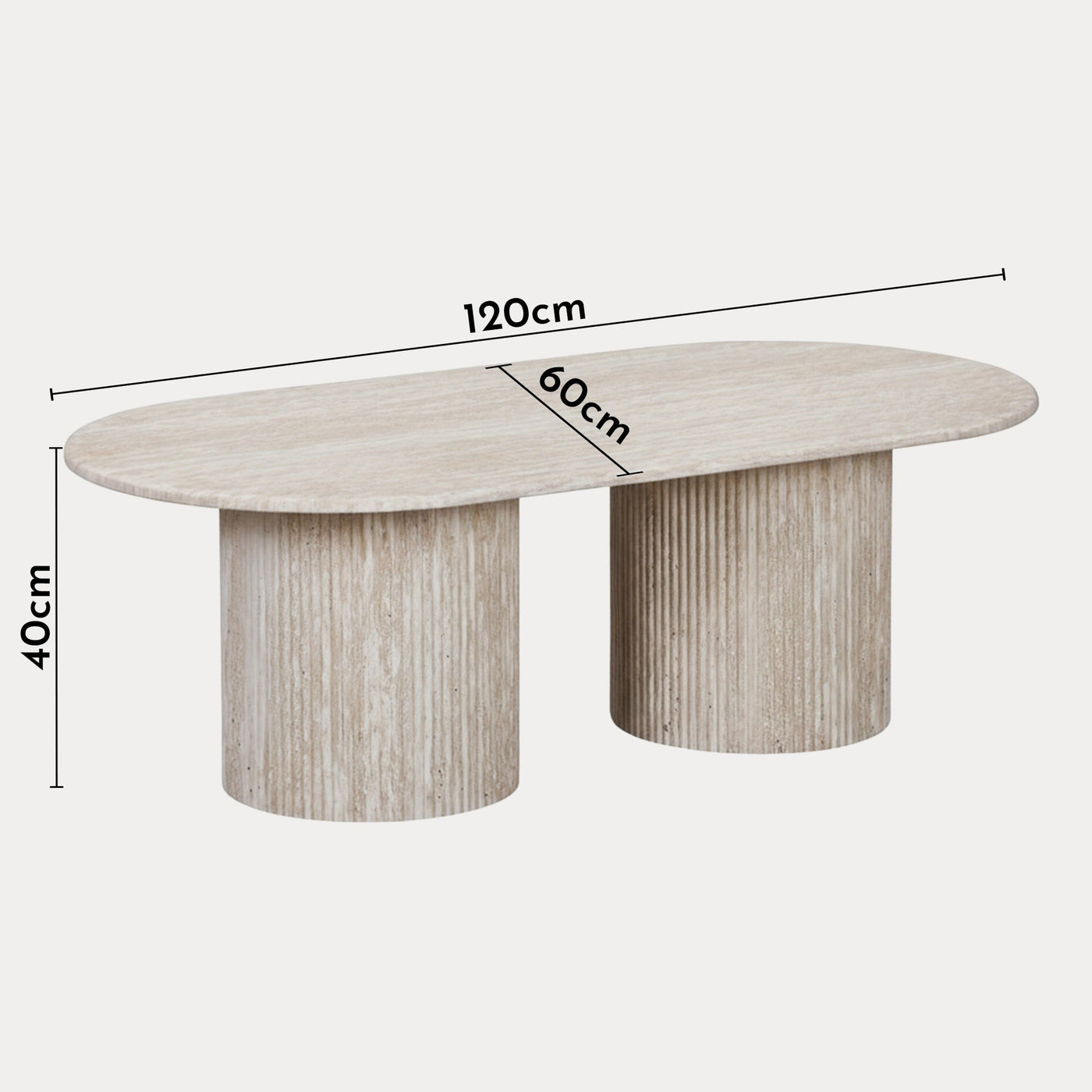 RINA Table basse ovale en granite couleur travertin 120 cm - Table basse - Mobilier Deco