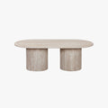 RINA Table basse ovale en granite couleur travertin 120 cm
