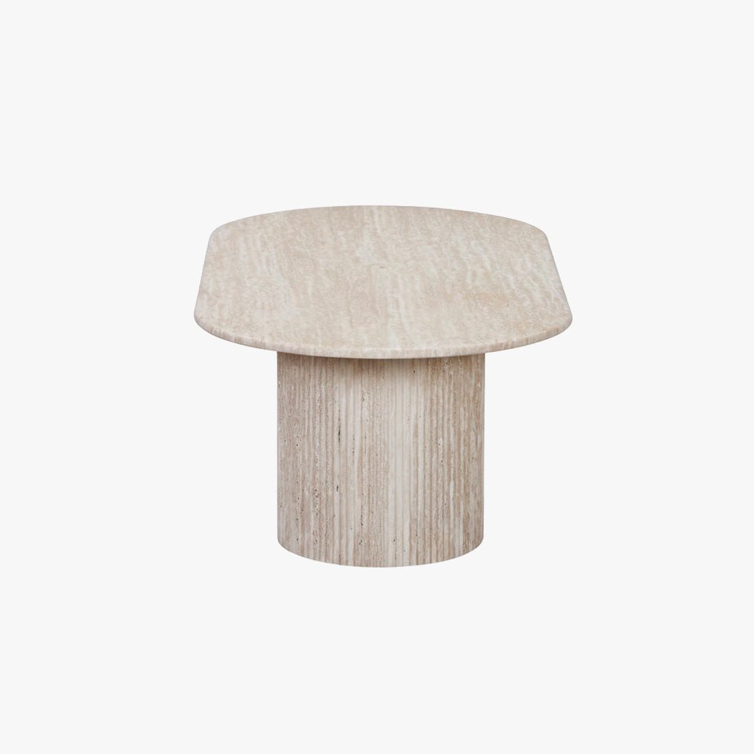 RINA Table basse ovale en granite couleur travertin 120 cm - Table basse - Mobilier Deco