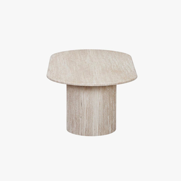 RINA Table basse ovale en granite couleur travertin 120 cm
