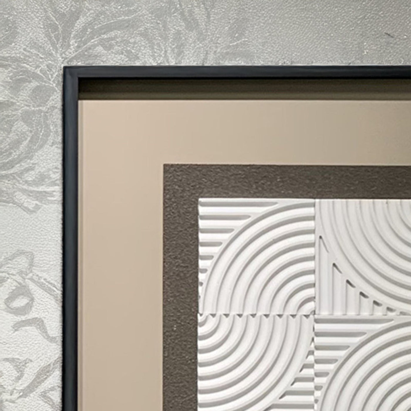 RIVANA Tableau peinture à l'huile beige relief carré cadre aluminium - 50x50 cm - Tableaux - Mobilier Deco