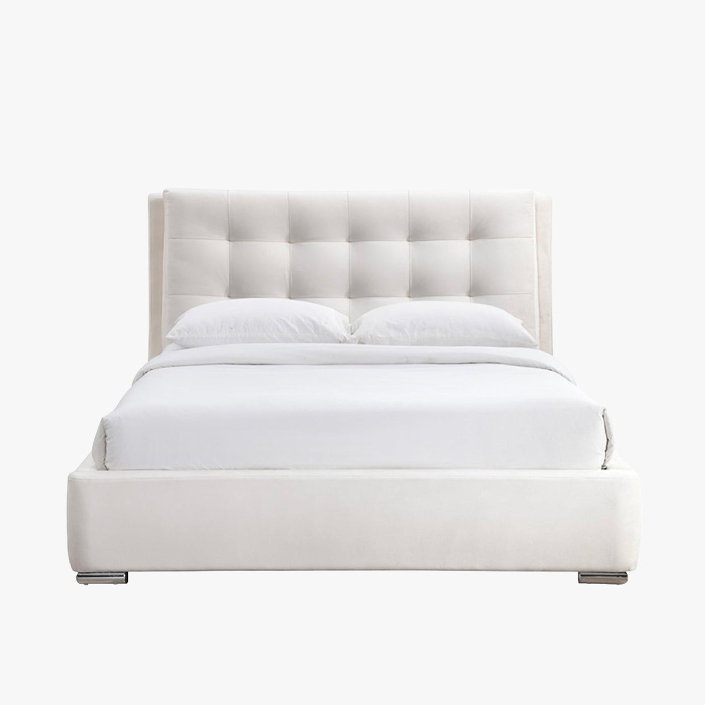 RODRIGO Lit double en tissu blanc écru avec 2 tiroirs 140x190 cm - Lits - Mobilier Deco