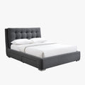 RODRIGO Lit double en tissu gris foncé avec 2 tiroirs 140x190 cm
