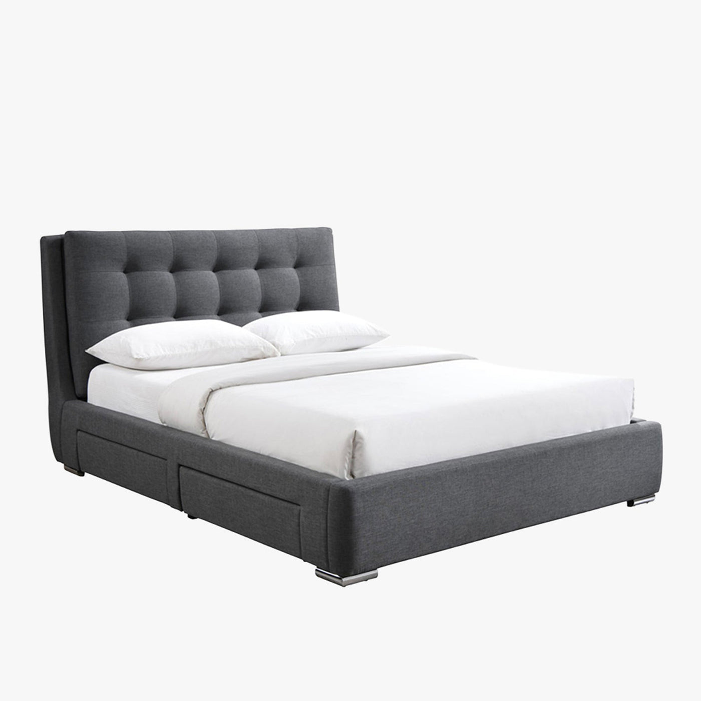 RODRIGO Lit double en tissu gris foncé avec 2 tiroirs 160x200 cm - Lits - Mobilier Deco