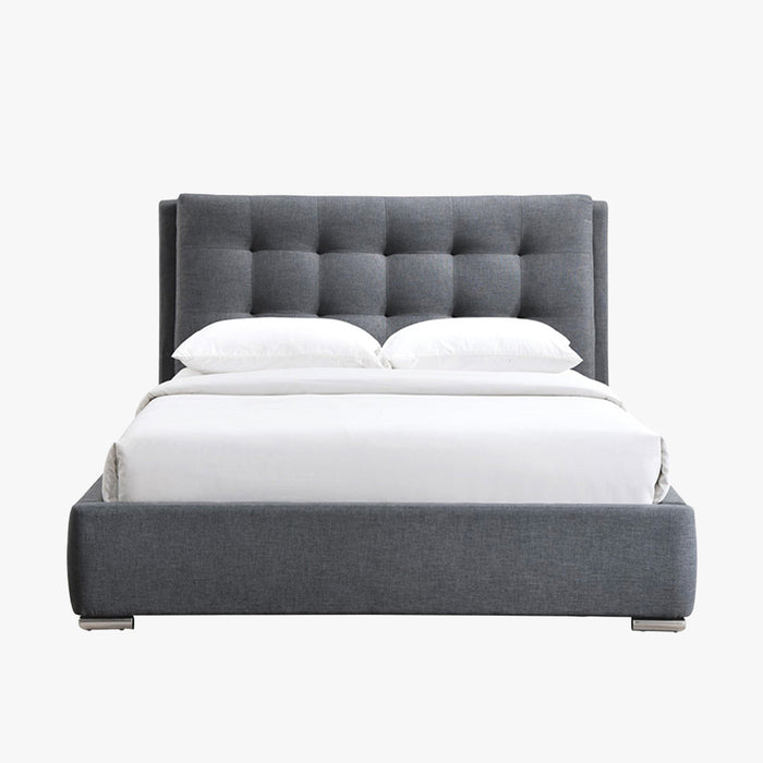 RODRIGO Lit double en tissu gris foncé avec 2 tiroirs 160x200 cm