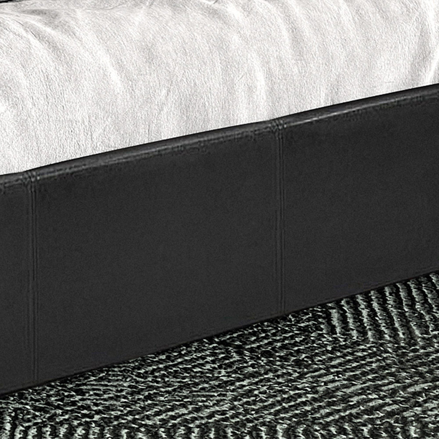 ROMA Lit double en simili cuir noir 140x200 cm - Lits - Mobilier Deco