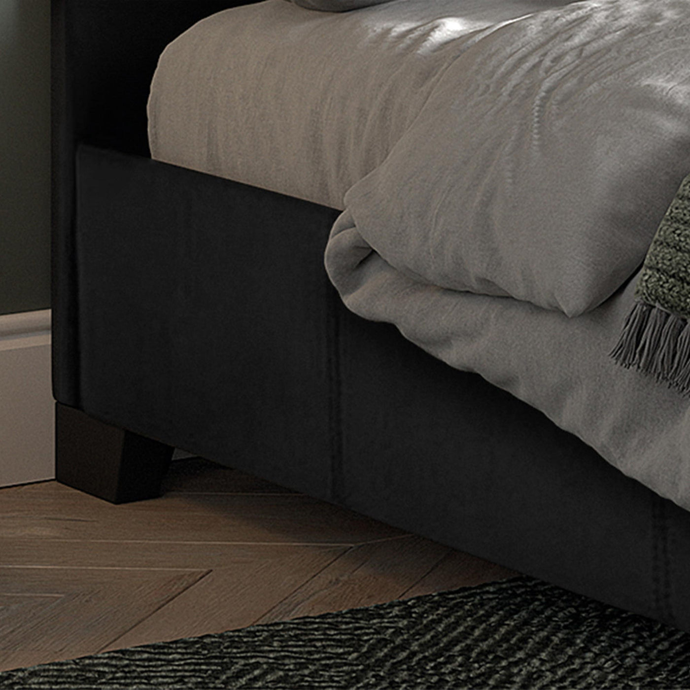 ROMA Lit double en simili cuir noir 140x200 cm - Lits - Mobilier Deco