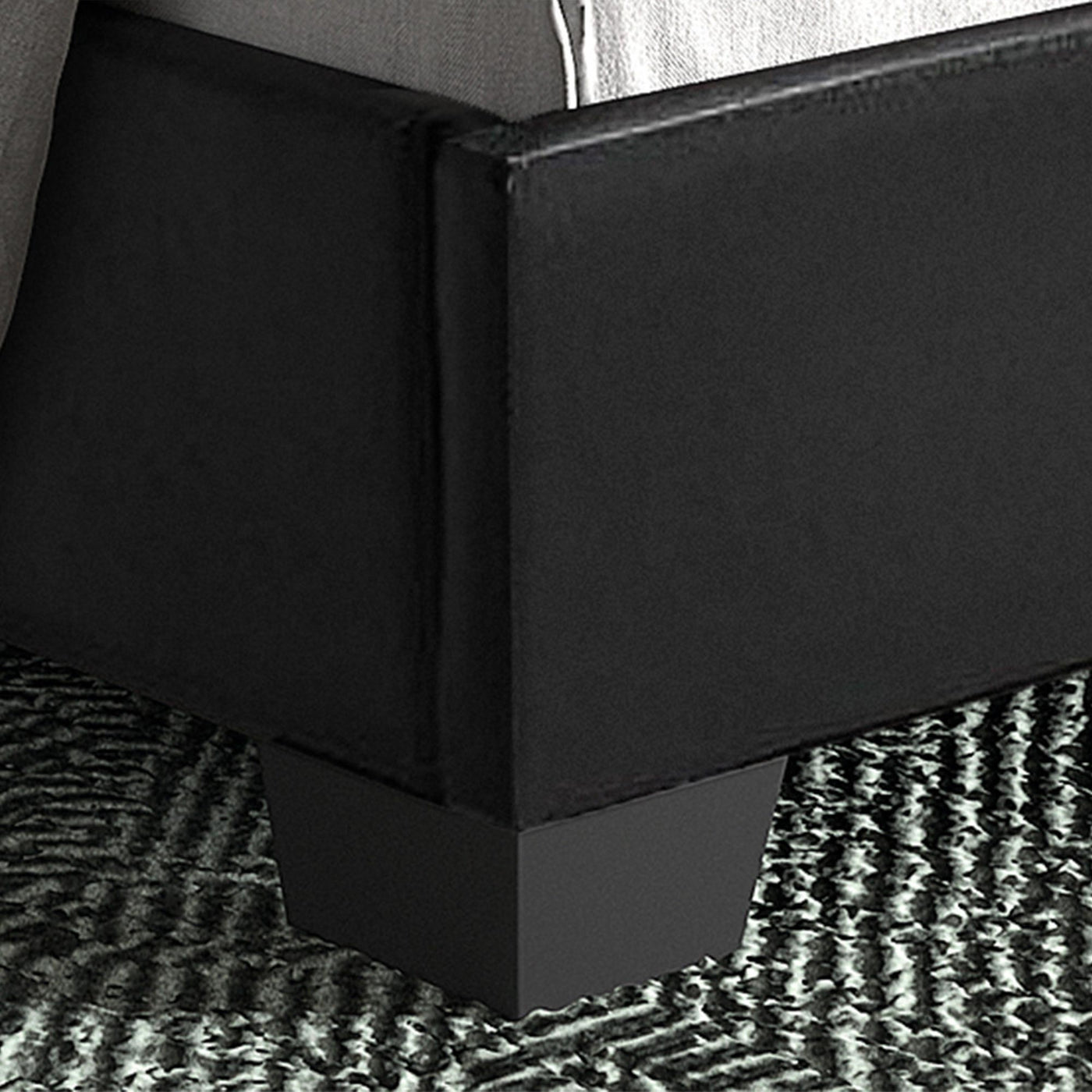 ROMA Lit double en simili cuir noir 140x200 cm - Lits - Mobilier Deco